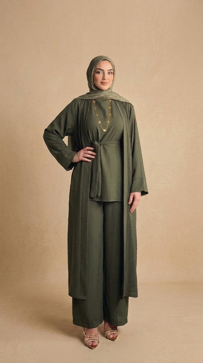 Olive Elegance 3-Piece Modest Set