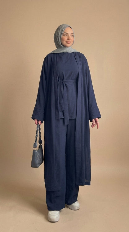 navy blue color Elegance 3-Piece Modest Set