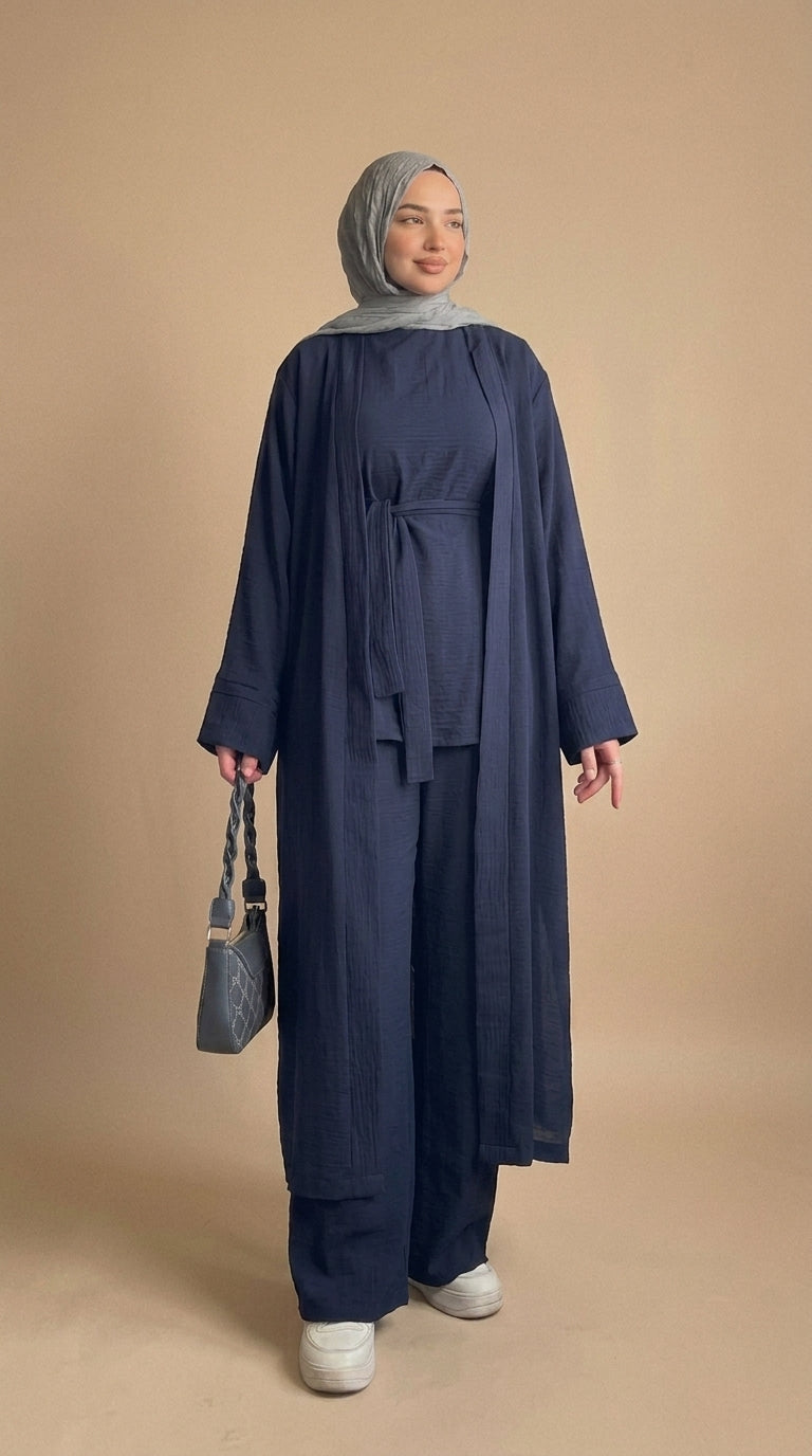 navy blue color Elegance 3-Piece Modest Set