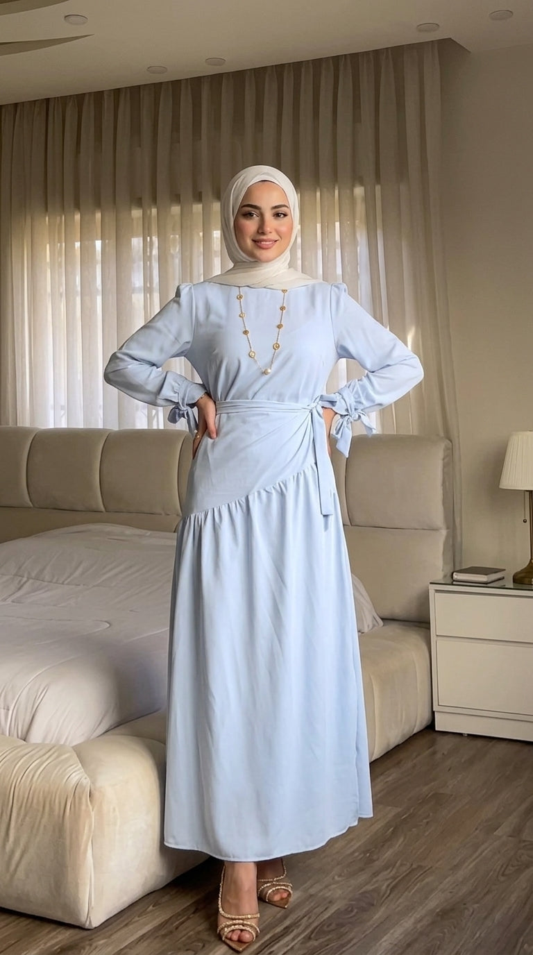 Chic Ruffled Modest Dress