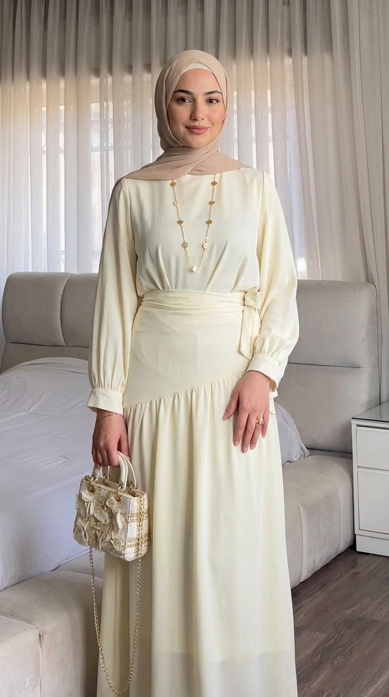 Chic Ruffled Modest Dress