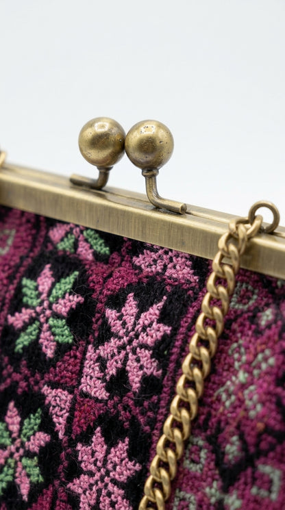 Fuchsia Tatreez Kiss-Lock Bag
