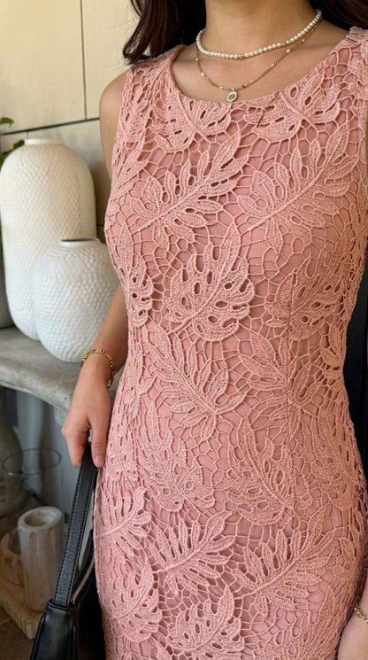 Yellow & Pink Textured Halter Midi Dress