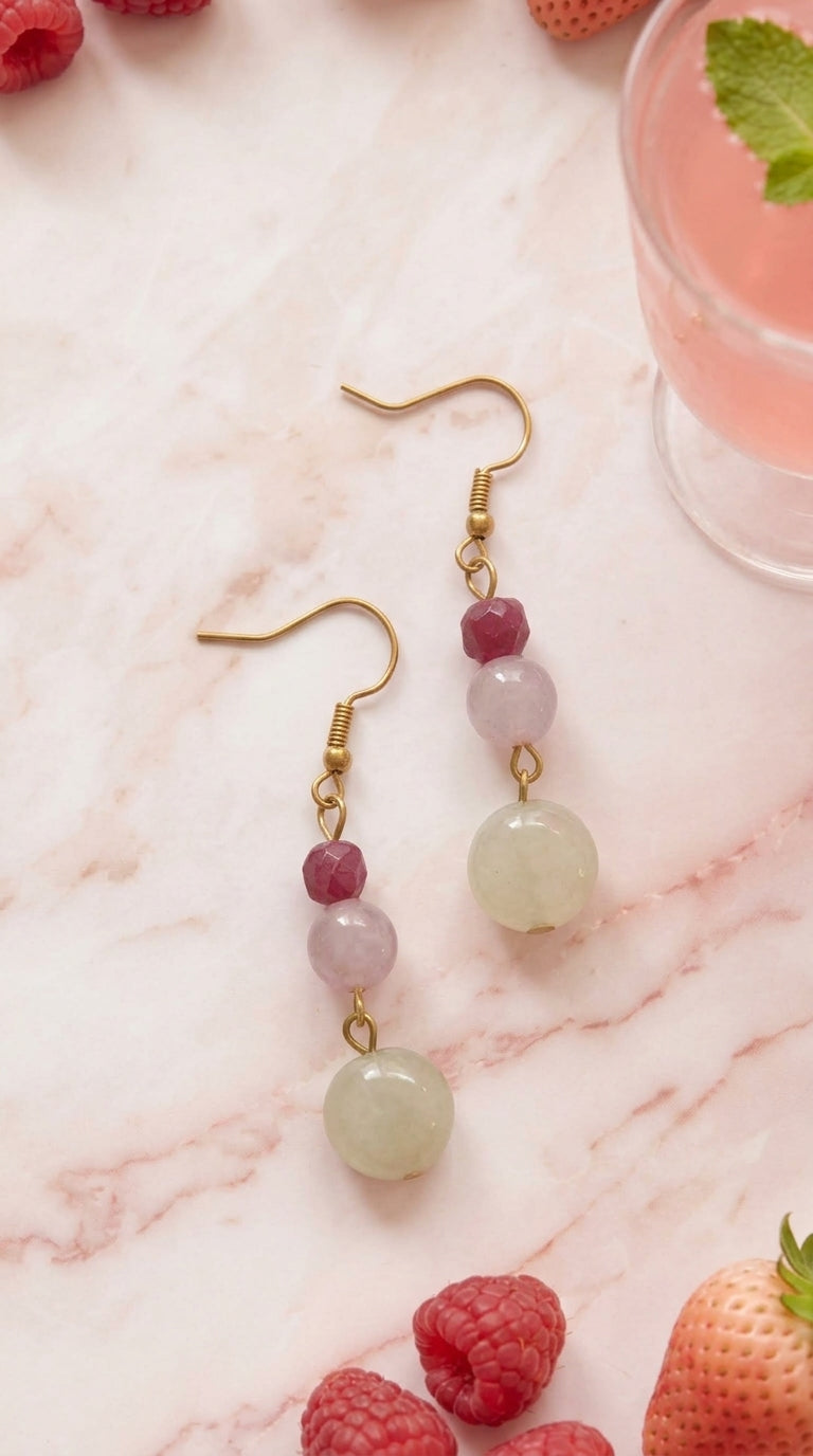 Rose Quartz & Cream Drop Earrings – The Pink Lemonade Collection